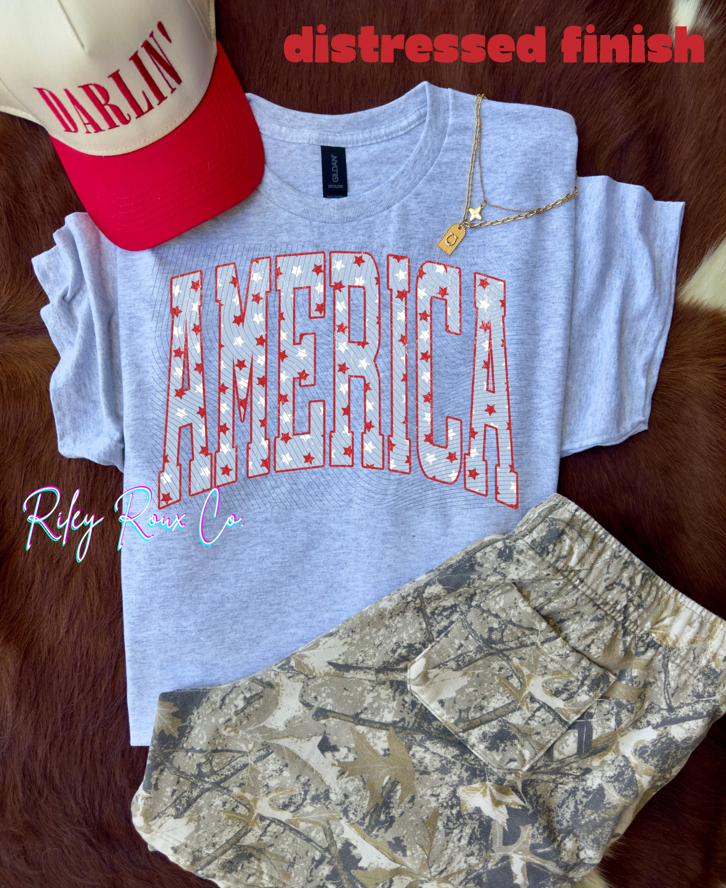 AMERICA Graphic + Distress Finish
