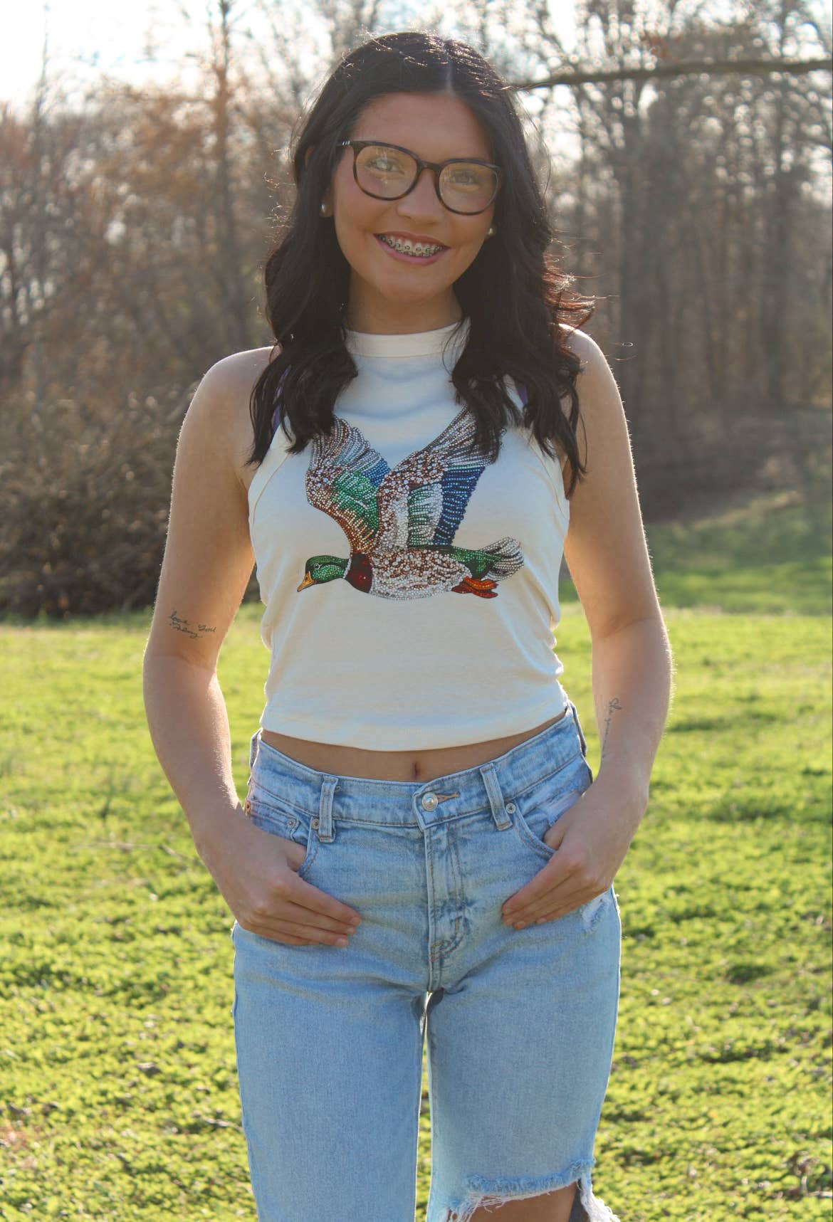 Bedazzled Duck Cropped Tank Top - RTS