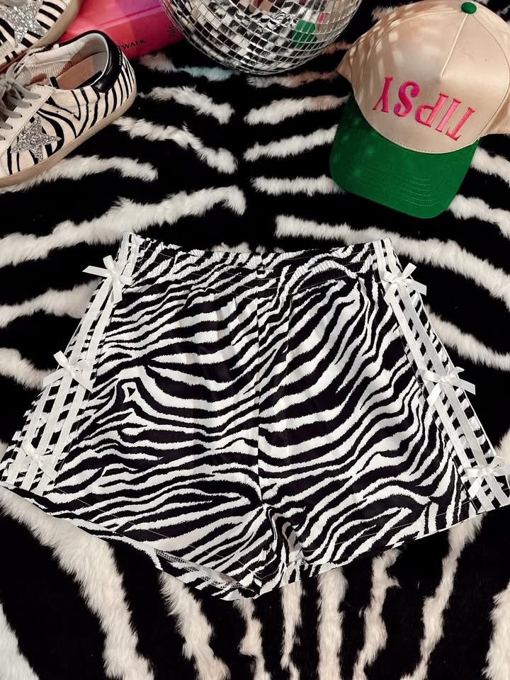 Zebra + Bow Detail Shorts - RTS