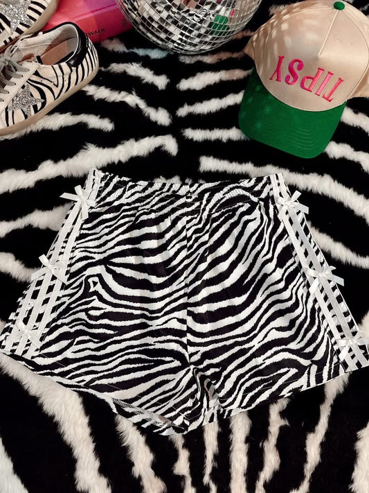 Zebra + Bow Detail Shorts - RTS