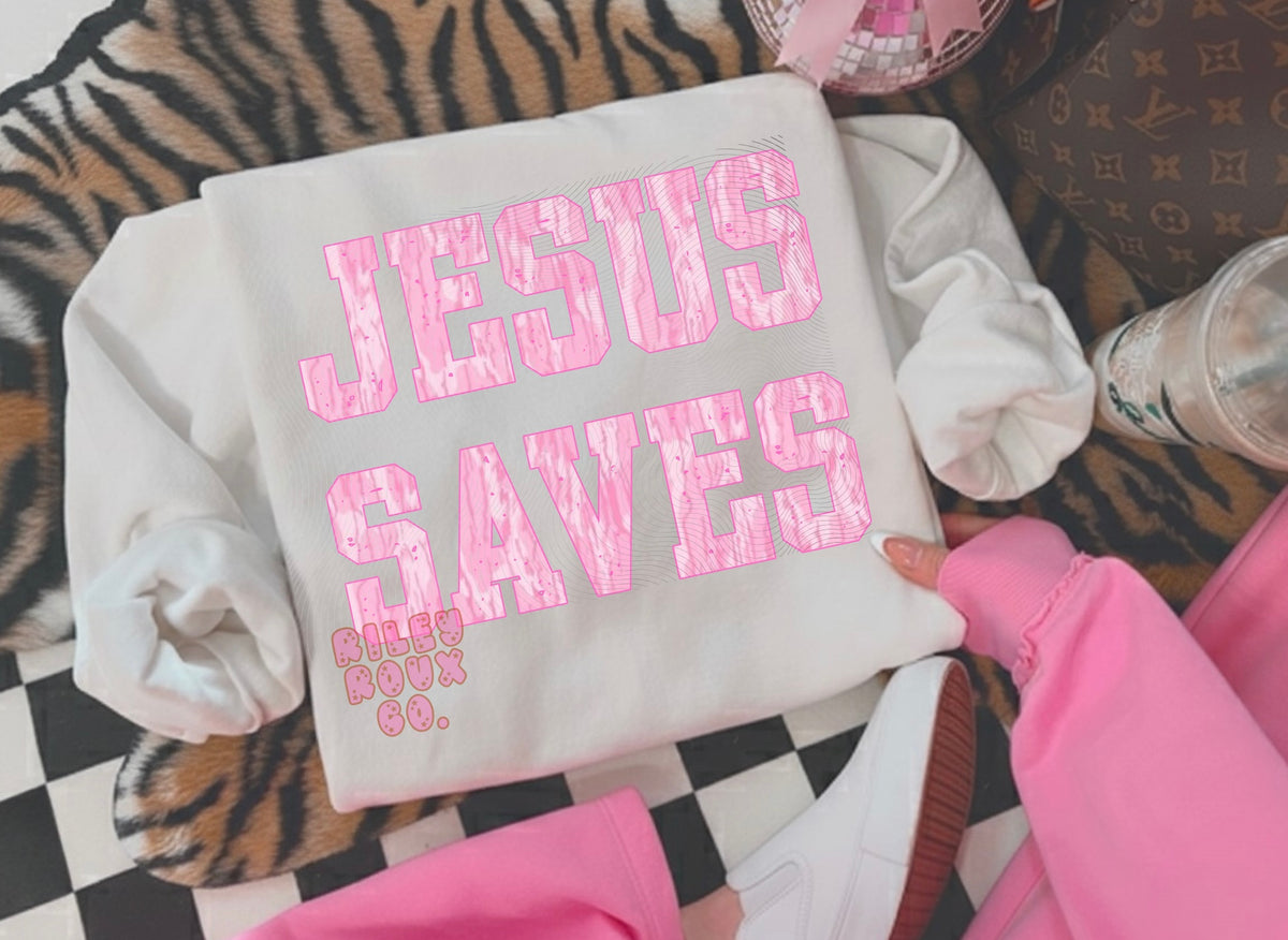 Jesus Saves x Pink Bottomland Graphic Tee