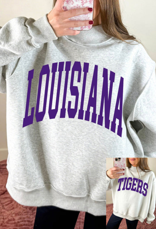Louisiana x Tigers Reversible Mock Neck Sweatshirt *Pre-Order
