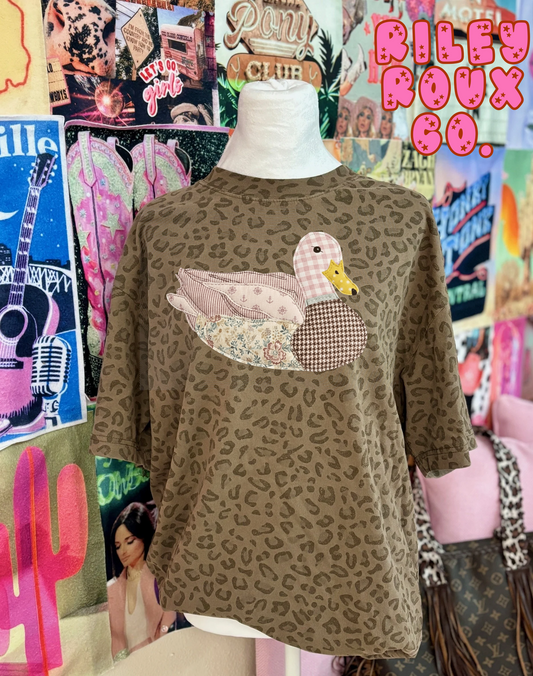 Blushin’ Duck + Leopard Graphic Tee