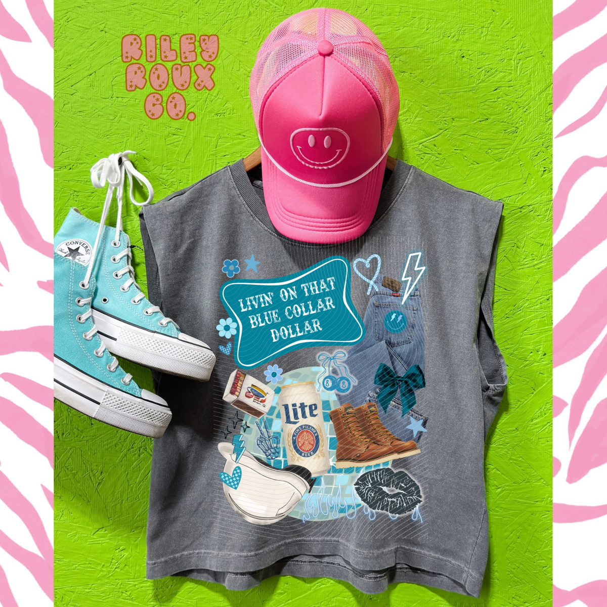 Blue Collar Collage Muscle Tank