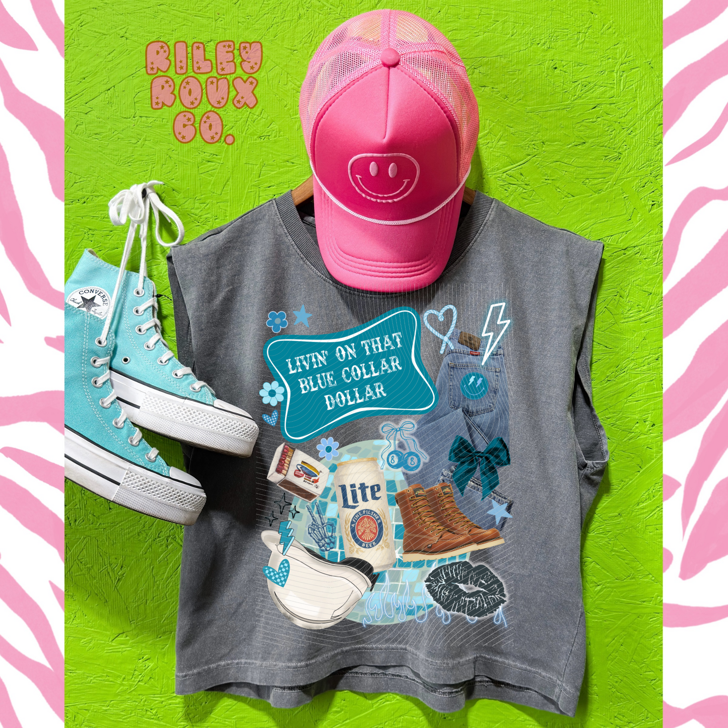 Blue Collar Collage Muscle Tank